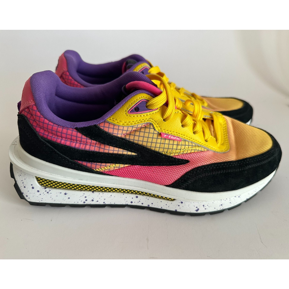 Womens Fila Renno Athletic Sneaker Black Lemon Knockout Pink Multicolor Size 9